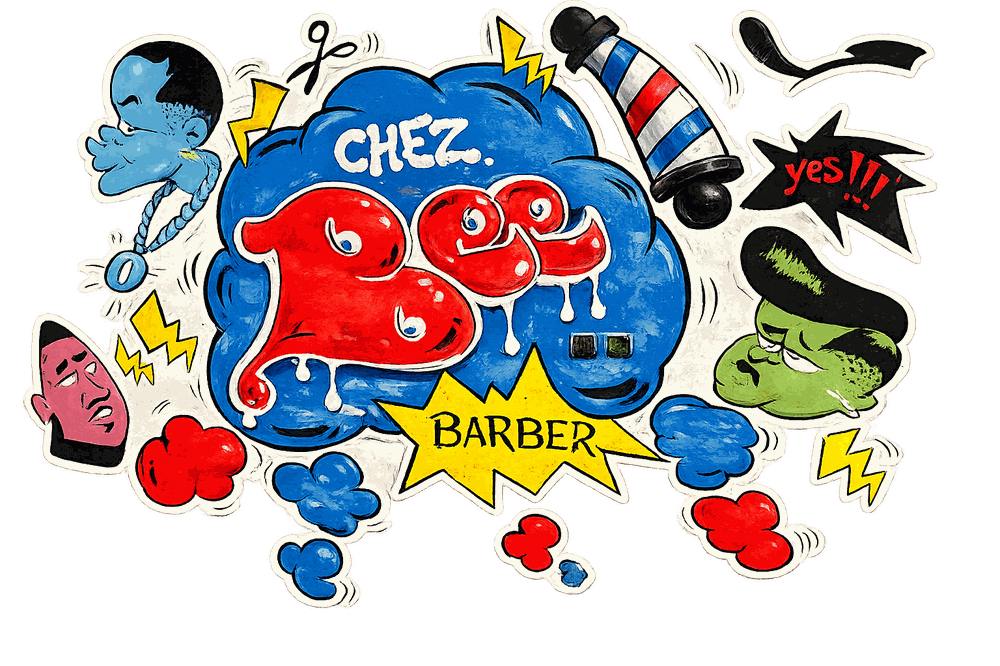 Illustration comics Bee Barber, barber shop Marrakech